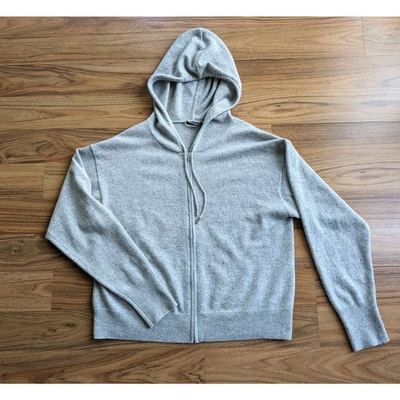 MM lafleur Sweater Womens Small Heather Gray Cashmere Hoodie m m B6 - Picture 1 of 13
